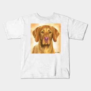 Painting of a Vizsla with a Light Brown Backgeound Kids T-Shirt